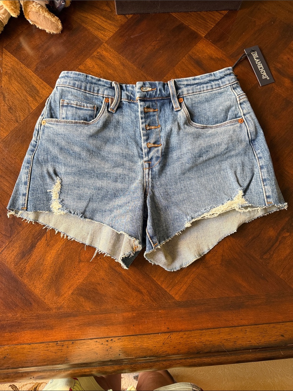 Blank NYC Light Blue Distressed High-Rise Denim Cutoff Shorts